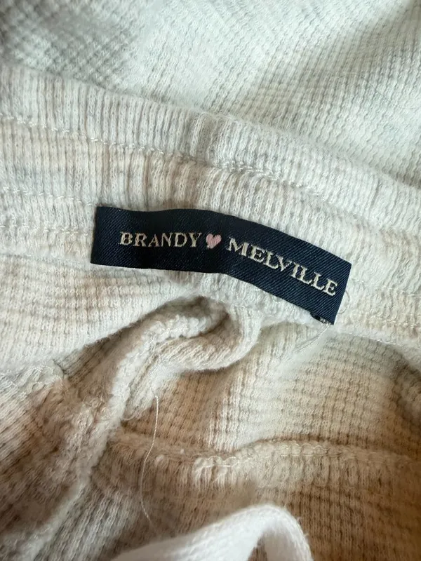 Brandy Melville Cream Wide Leg Sweatpants Waffle Knit Stretch Size Small Women's - Image 13