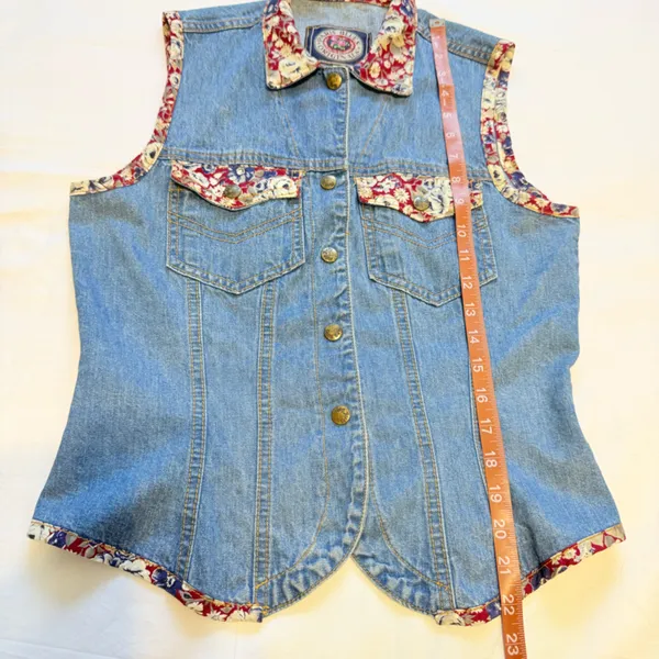 Paris Blues Original Denim Vest Boho Floral – Size M - Image 7