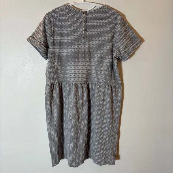 LOFT Grey White Geometric Stripe Knit Short Sleeve Dress Size S NWT‎ - Image 8