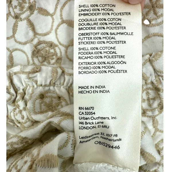 Anthropologie Maeve Smocked Tunic Floral‎ Embroidered Mini Dress Ivory Size XXS - Image 16