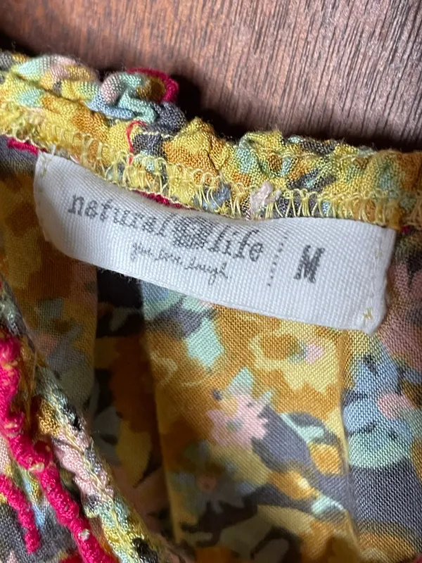 Natural Life Embroidered Floral Swing Dress Boho Cottagecore Festival Mini M - Image 5