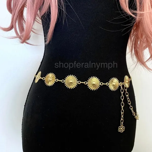 Gold Y2K Sunburst Celestial Boho Chain Belt, Fits 25-44.5 Inches, X7GA1268 - Image 3