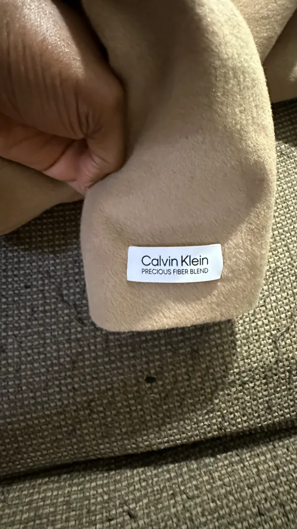 Calvin Klein Wool Polyester Cashmere Blend Tan Camel Coat Jacket - Image 12