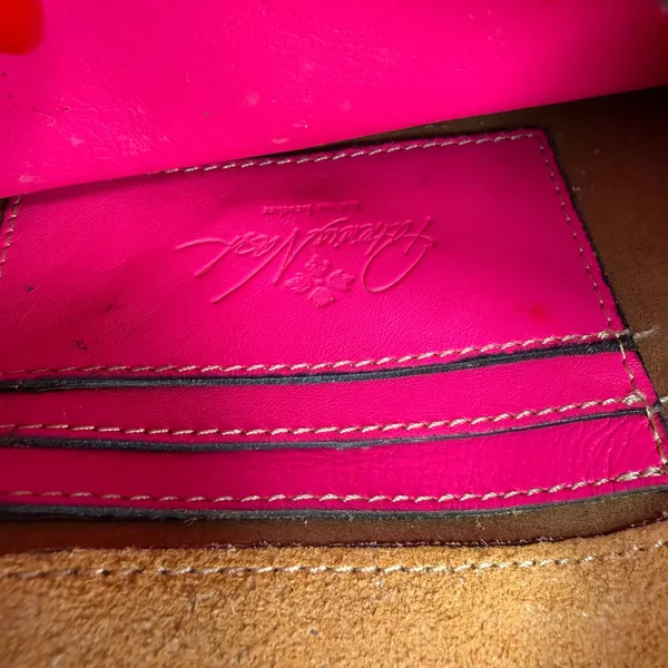 Patricia Nash Torri Hot Pink Leather Small Crossbody Purse Bag Distressed Wallet - Image 8