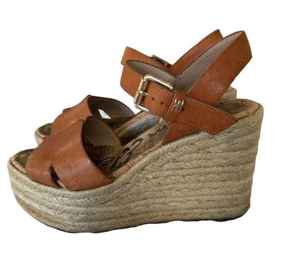 Sam Edelman Congac Leather Maura Wedge Sandal - Image 5