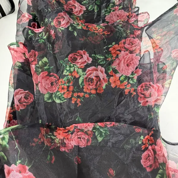 Lulus Black Floral Tiered Ruffle‎ Maxi Dress Sleeveless V-Neck Small NWT - Image 5
