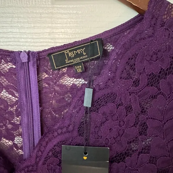 Missmay‎ Purple Lace Peplum Maxi Dress V-Neck Cap Sleeve Formal Gown XXL NWT - Image 4