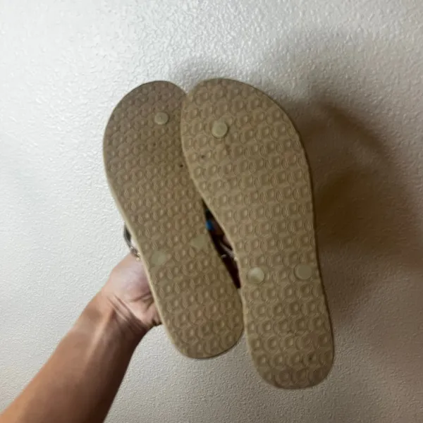 Reef glitter tan flip flops sandals WOMENS 8 - Image 3