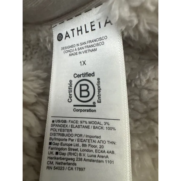 Athleta Westbound Sherpa Jacket Abalone Grey/Cream Full‎ Zip Plus Size 1X - Image 7