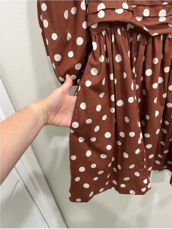 Abercrombie & Fitch Rust Polka Dot Puff-Sleeve Mini Dress - Image 8