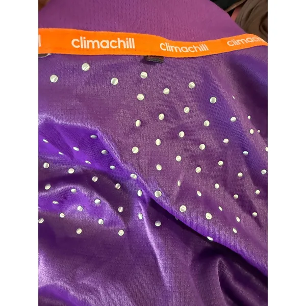 Adidas Climachill Purple Short Sleeve Polo‎ Shirt Womens Performance Activewear - Image 5