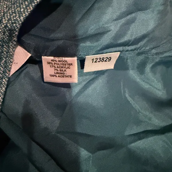 Ann Taylor Loft Teal Blue Wool Silk Blend Tweed Flared A-Line Skirt Size 10 - Image 6