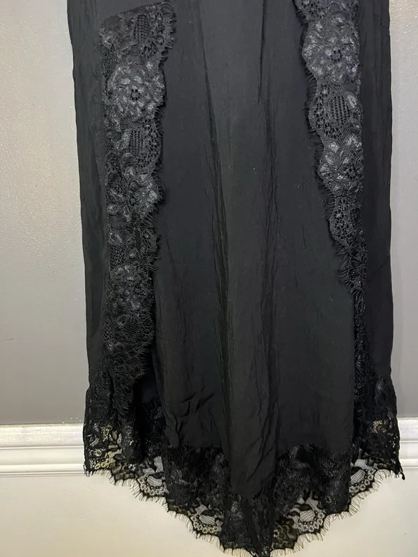 Intimately Free People Full Slip Womens XS Black Lace Sheer Strappy Chemise - Image 3