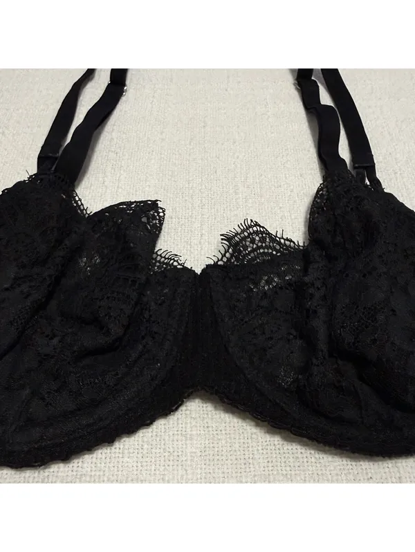 Victoria’s Secret 34C Push-up w/o Padding Lace Bra Black Dream Angels Unlined - Image 2