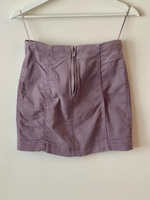 Free People Gathered Mini Skirt Mauve/Dusty Purple - Image 3