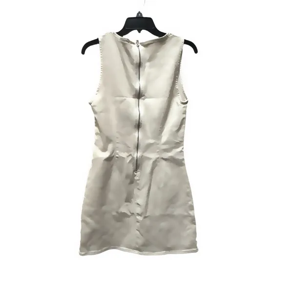 NWT‎ Sleeveless Cream Bodycon Denim Mini Dress Casual Zipper Tank Medium - Image 5