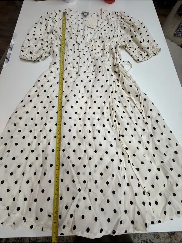 a new day Cream Polka Dot Puff-Sleeve Wrap Dress size XS - Image 8