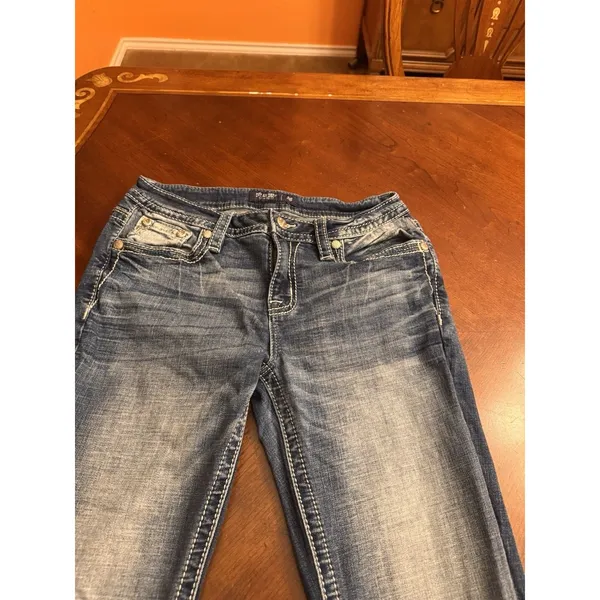 Miss Me Jeans, Slim Boot Women's Size 28 Blue, Denim, Gems Back Pocket, Flared - Image 3