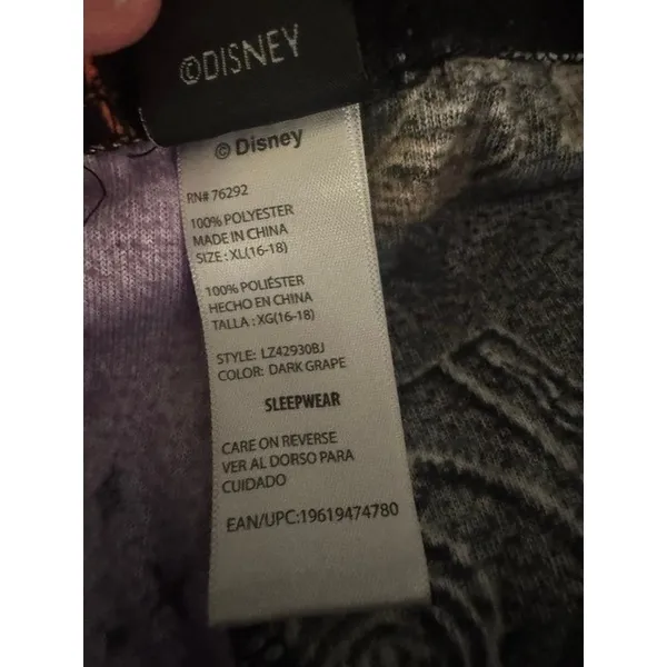 Disney Hocus Pocus Pajama Set Womens XL Purple Black Fleece Lounge Pants Tee - Image 4