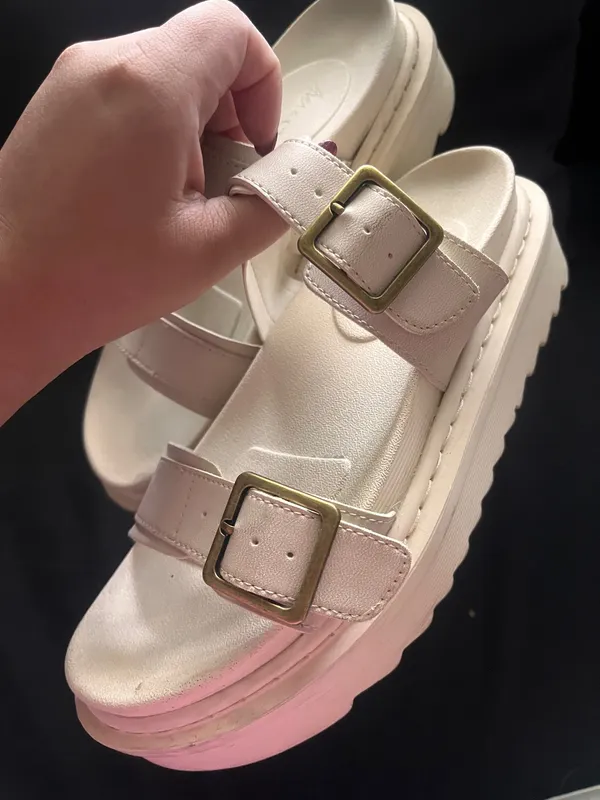Ava & Ever White cream coastal summer buckle platform sandals city style boho - Image 2