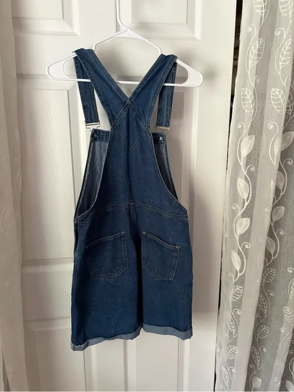 New NWT Cider Classic dark washed Denim Overall Shorts Women Jeans size M - Image 7