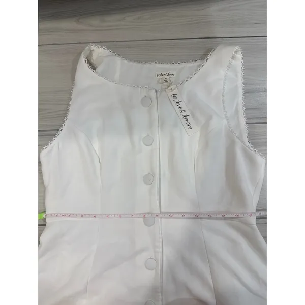 For Love & Lemons White Lace Trim Button Front Sleeveless Romper XL NWT - Image 5