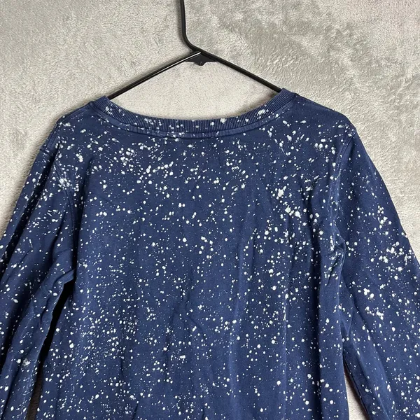 Maeve Anthropologie Jamie Paint Speckled‎ Sweatshirt Size Small Cotton Navy - Image 2