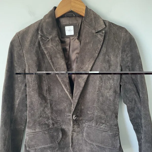 New Look Vintage y2k 2000's 100% Leather Button Up Jacket Blazer Brown Size US 4 - Image 6