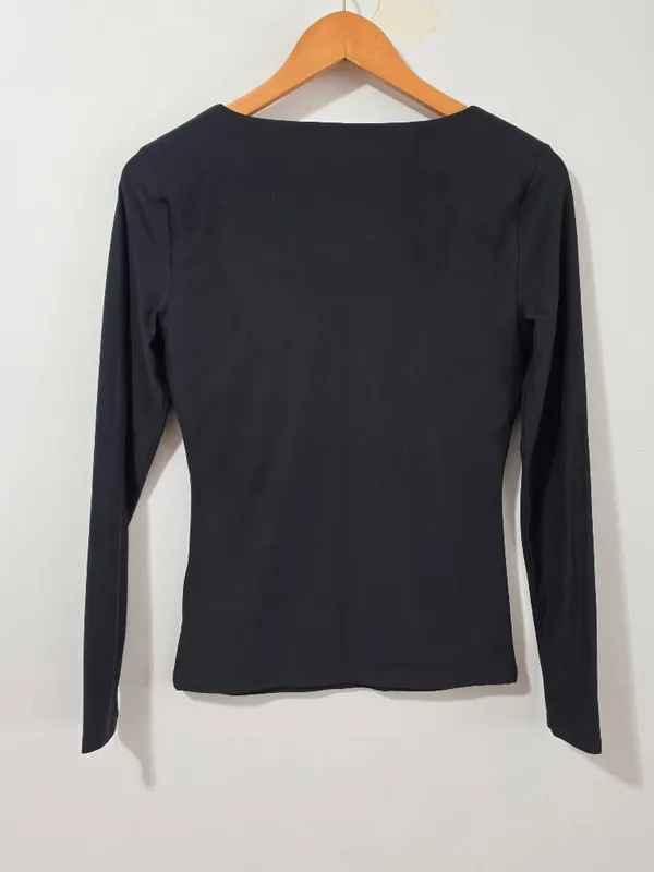 Abercrombie & Fitch Long Sleeve Square Neck Top - Black - Women's Size M - Image 4