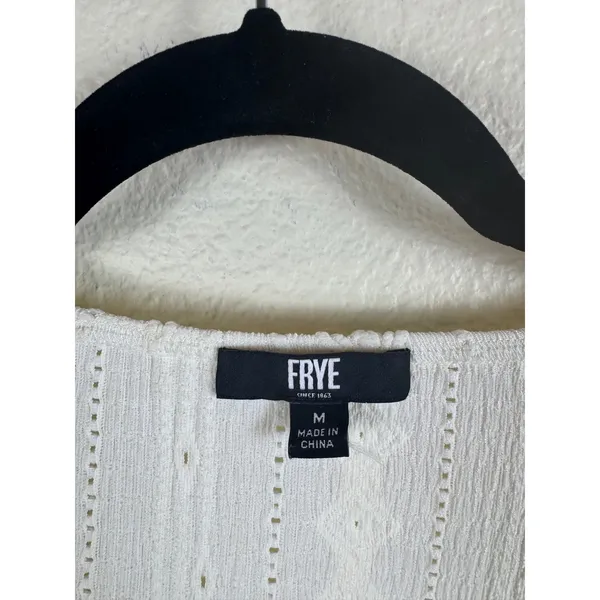Frye Blouse Womens‎ M Smocked Eyelet Textured Flowy Minimalist Boho Cotrage core - Image 4
