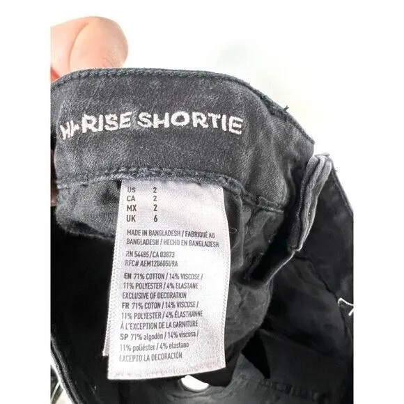 American eagle 360 super stretch hi-rise shortie‎ black shorts women's size 2 - Image 5