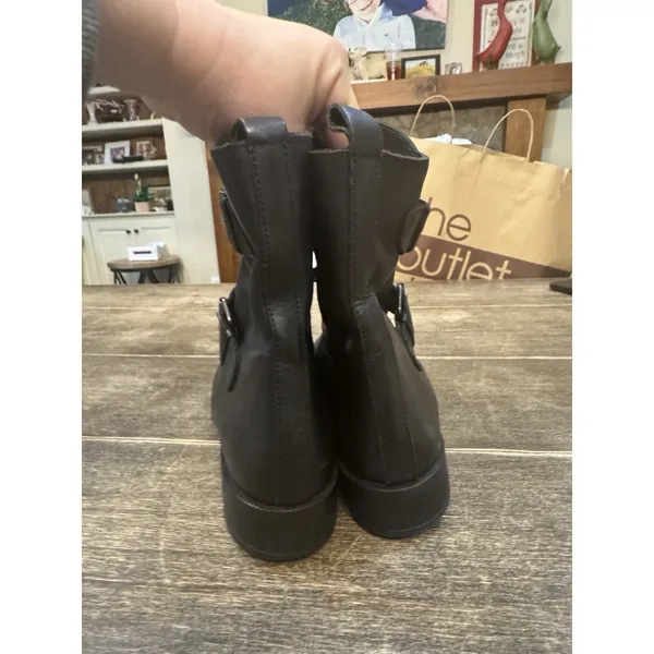 Emanuele Crasto Italian Leather Moto Boots Black doble Buckle Zip Womens 41 / 11 - Image 5
