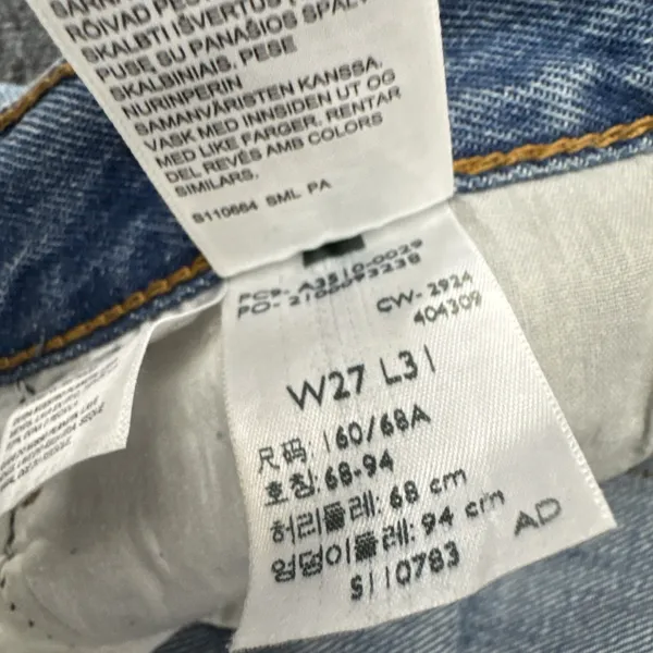 Levi's 94 Baggy Jeans Women's 27 Light Wash Distressed Wide Leg Y2K Denim - Image 9