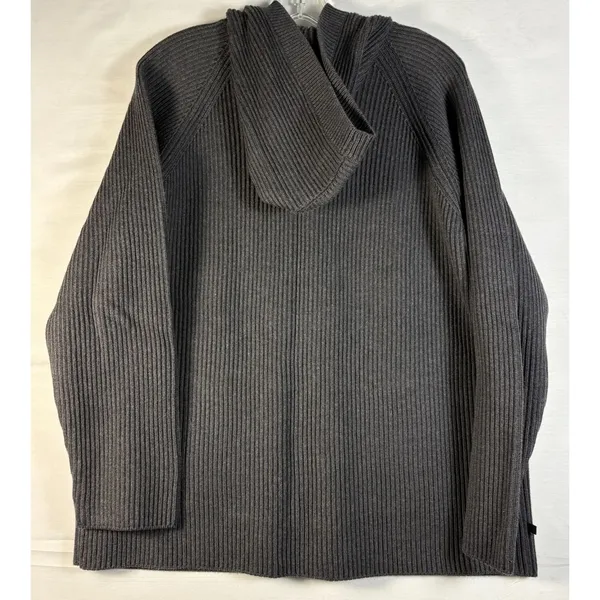 Lauren Ralph Lauren Sweater Womens Gray Hooded Button Front Cardigan‎ Ribbed XL - Image 4