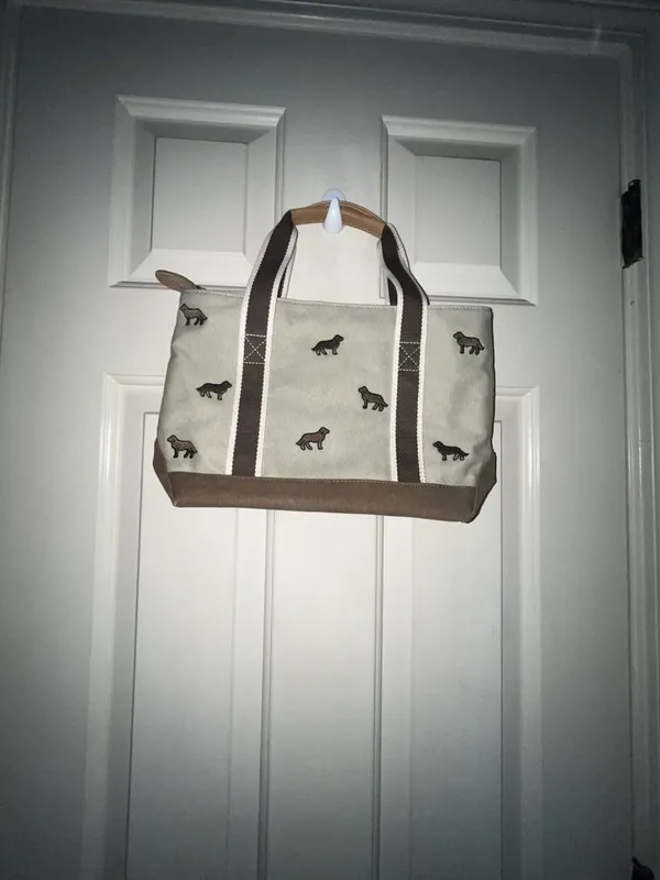 L.L. Bean Canvas Tote Bag with Dog Embroidery and Zip Top - Image 2