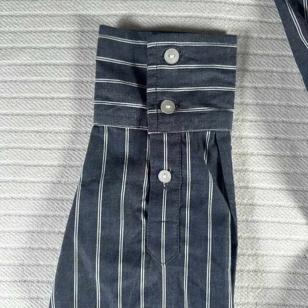 Abercrombie & Fitch Women’s XSP Striped Button Up Shirt Blue Slim Fit - Image 9