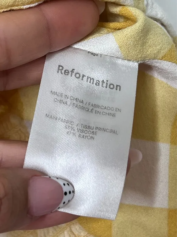 Reformation Meyer Top Yellow Gingham Coquette Cottagecore Picnic Girl Cami Sz 0 - Image 8