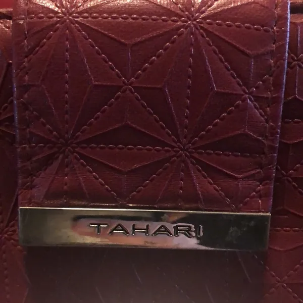 Tahari Burgundy Wallet Identity Protect Zip And Snap Closure - Image 3