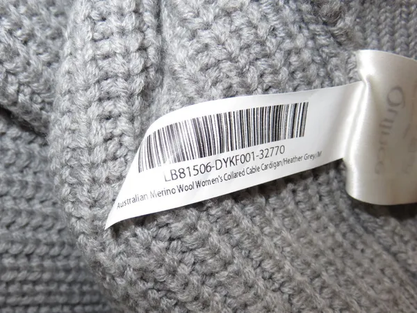 Quince Gray Cable Knit Cardigan Sweater Collared Button Front 100% Wool Medium - Image 9