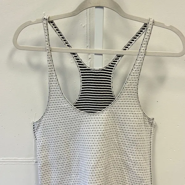 Play by Charlotte Ronson Reversible Racerback Jersey Tank Top Stripe Polka Dot S - Image 4
