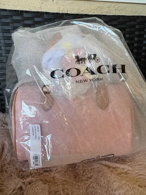 Coach Rowan Satchel Bag Signature Canvas With Charms Gold/Powder Pink CEA18 NWT - Image 12