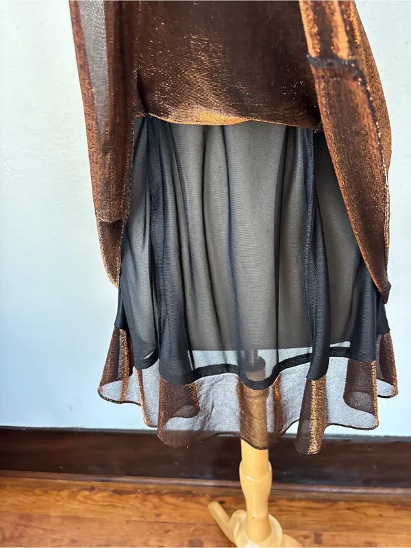 Vintage 90s Brown Sparkle V-Neck Sleeveless Cocktail Dress - Image 4