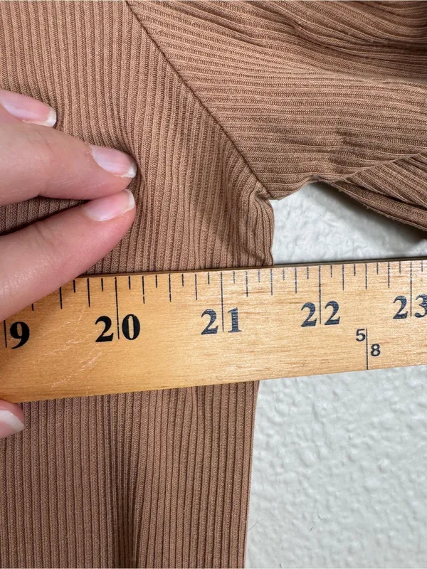 Skims Brown Ribbed PJ Pajamas Top Shirt Womens XS Button Down Casual Cozy Sleep - Image 3