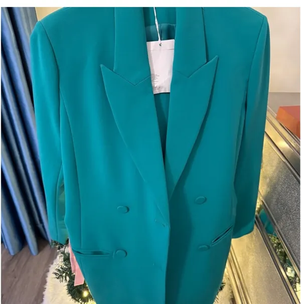 ZARA Teal Double-Breasted Blazer - Image 4
