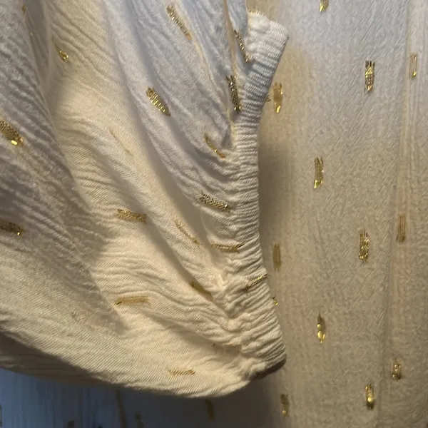 Zara gauze creamy white gold foil dot top - Image 6