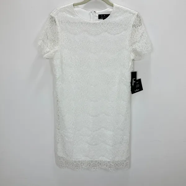 Lulus Take Me to Brunch Ivory Lace Shift Dress Wedding Bridal Party Small NWT - Image 5