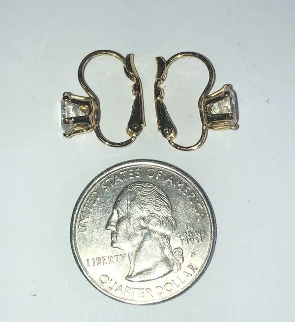 Avon Vintage Gold Tone Round CZ Rhinestone Dainty Pierced Earrings - Image 3
