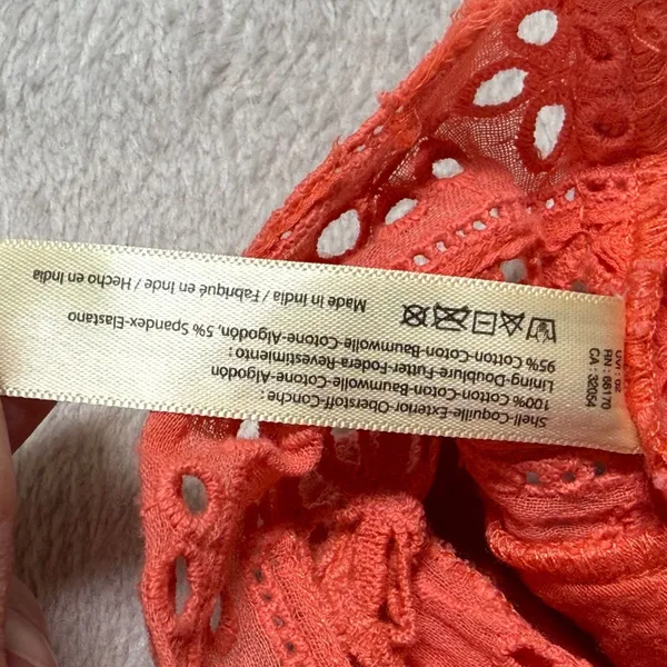 Free People FP One Adella Bralette Lip Gloss Coral Eyelet Lace Crop Top Medium - Image 5