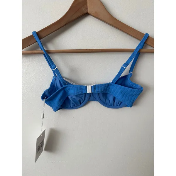 NWT Solid & Striped XS Daphne Luxe Ribbed Bikini Top Marina Blue - Image 4