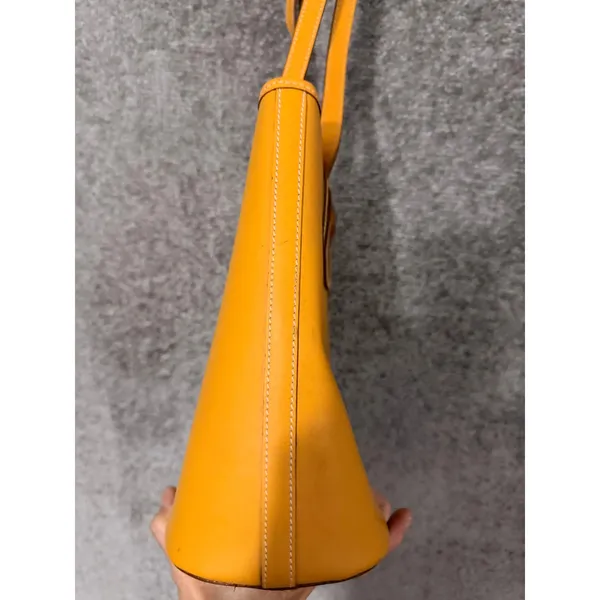 Dooney & Bourke Womens Bucket Bag Medium Yellow Leather Vintage Shoulder Tote - Image 6
